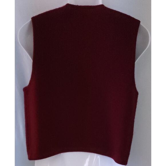 Vtg Van Heusen Burgundy Wool Sleeveless Sweater Vest with Zipper Womens XL/TG - Picture 2 of 8